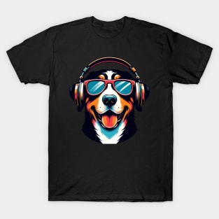 Entlebucher Mountain Dog Smiling DJ with Melodic Beats T-Shirt